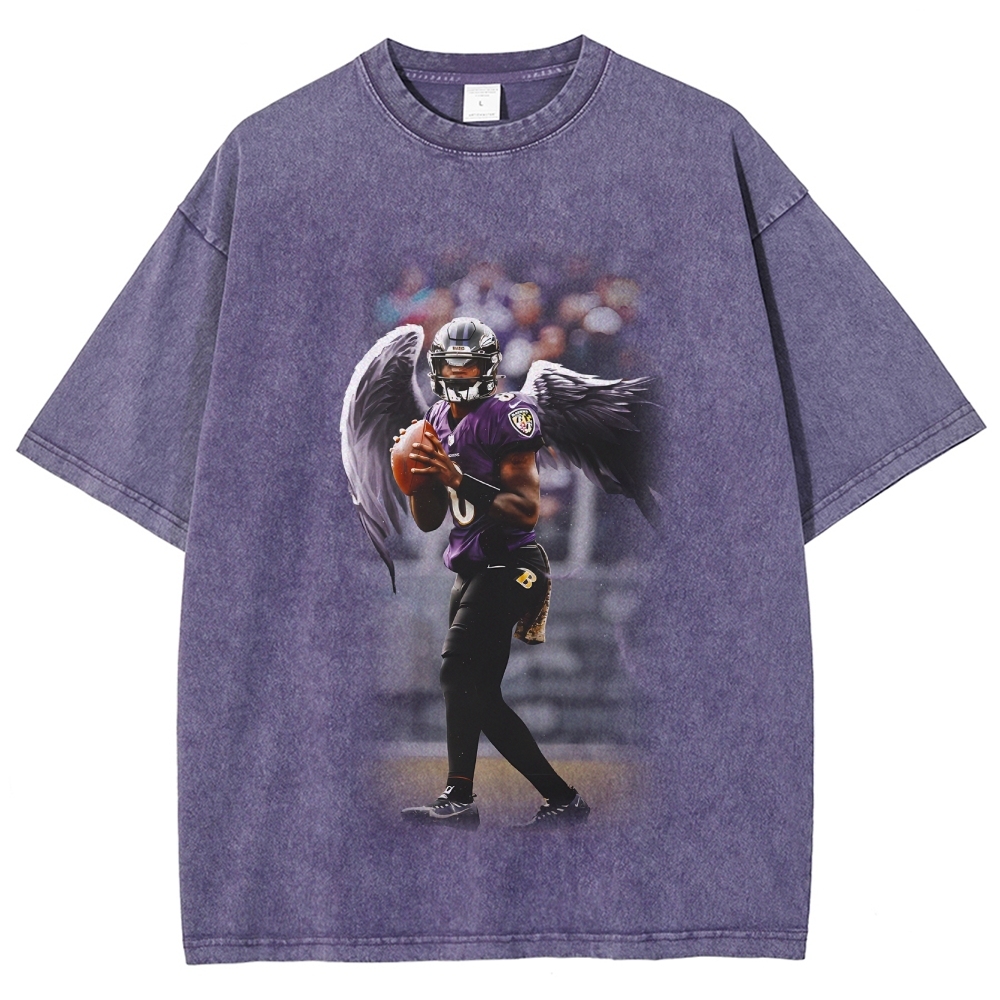 Unisex Fit Washed T-Shirt|RAVENS Lamar Jackson