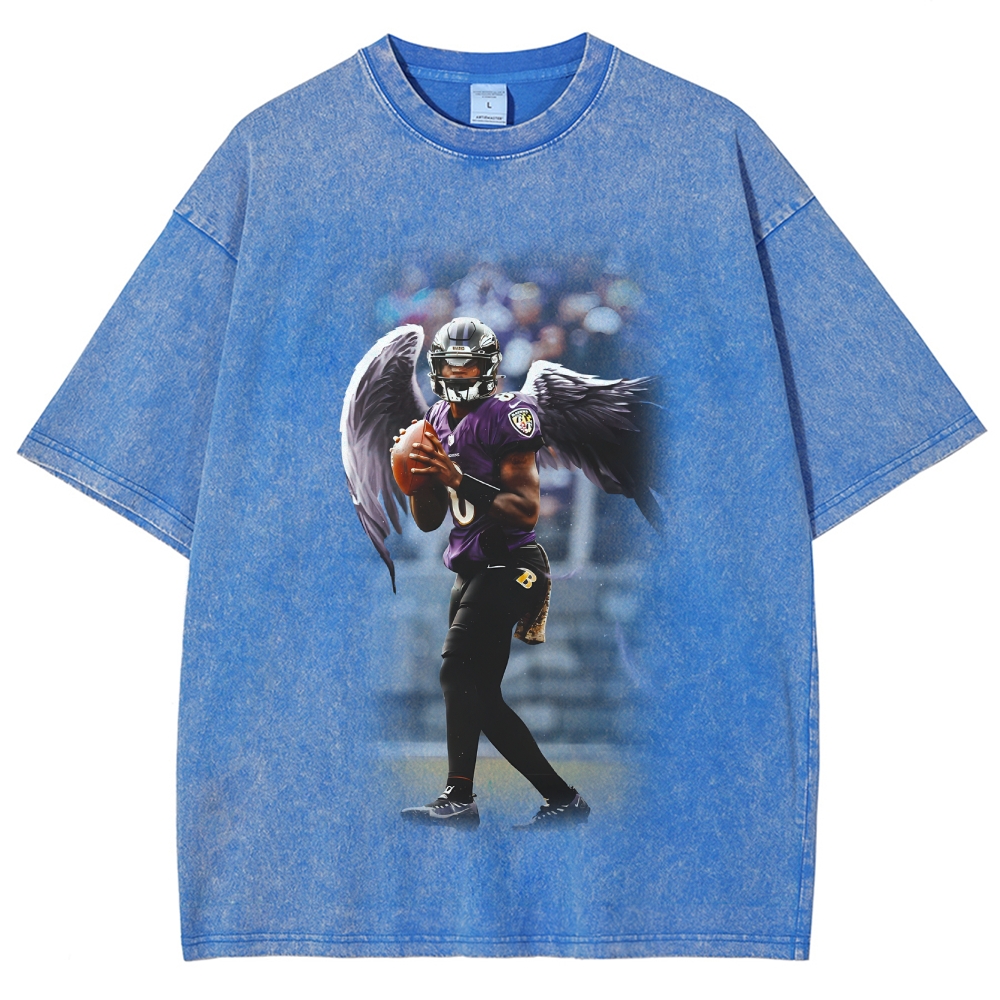 Unisex Fit Washed T-Shirt|RAVENS Lamar Jackson