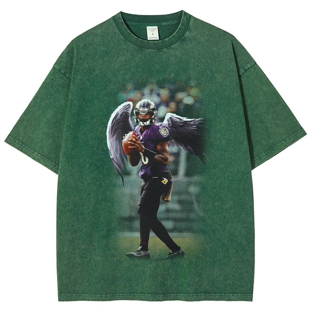 Unisex Fit Washed T-Shirt|RAVENS Lamar Jackson