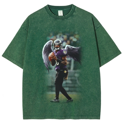 Unisex Fit Washed T-Shirt|RAVENS Lamar Jackson