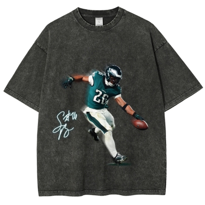 Unisex Fit Washed T-Shirt Saquon Barkley Philadelphia Eagles