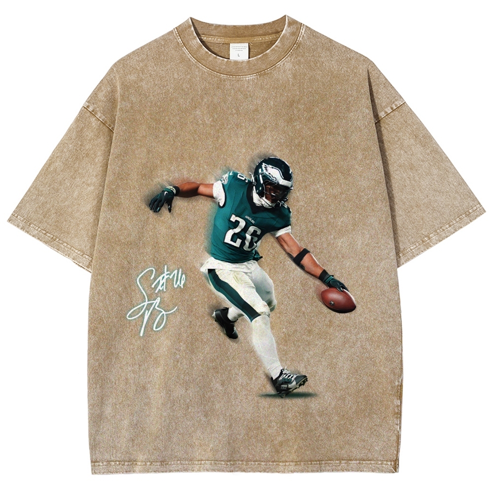 Unisex Fit Washed T-Shirt Saquon Barkley Philadelphia Eagles