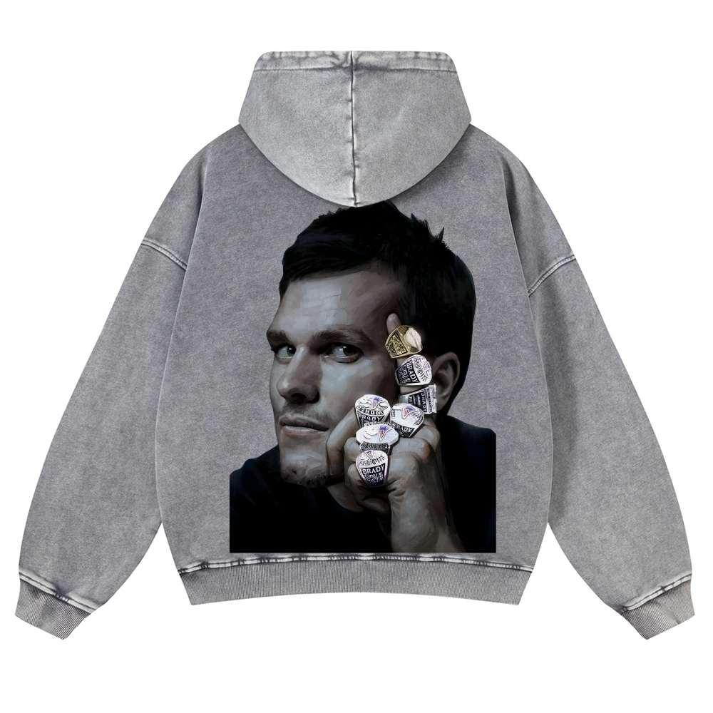 Casual Washed Hoodie|Tom Brady