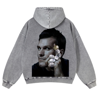 Casual Washed Hoodie|Tom Brady