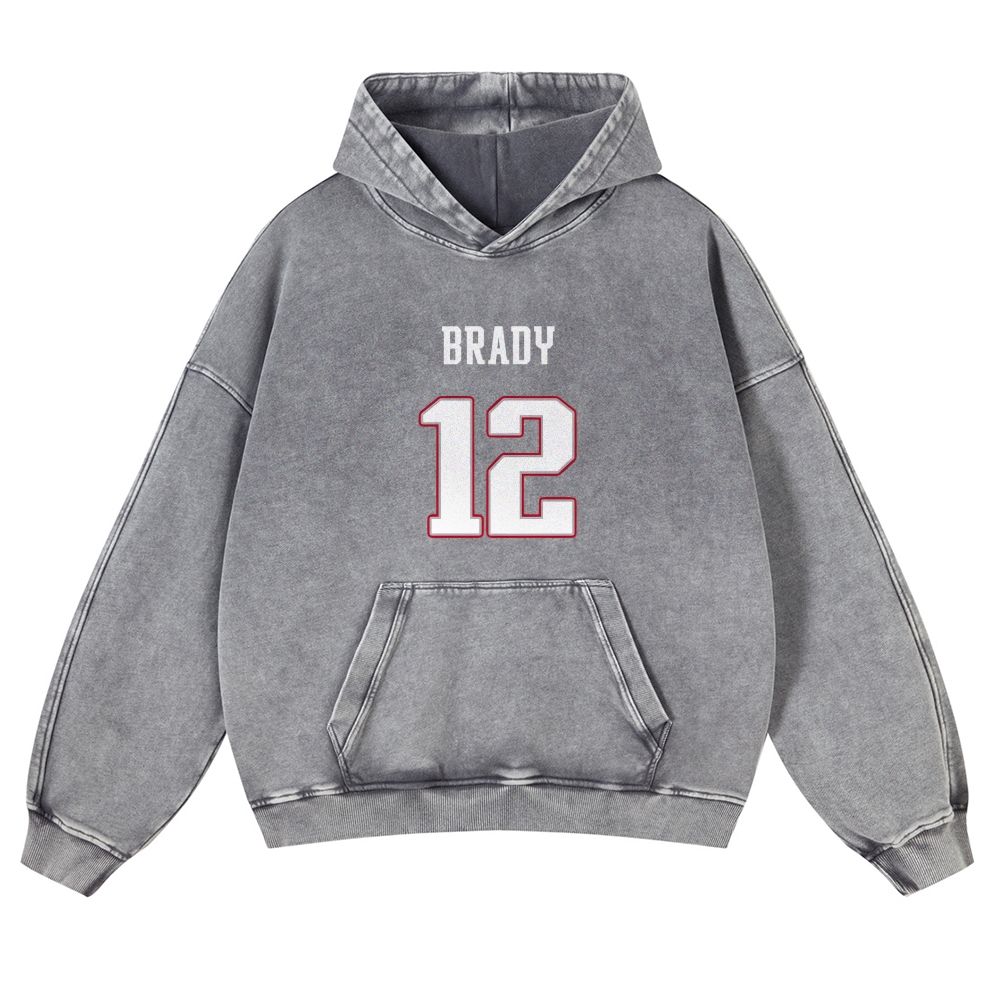 Casual Washed Hoodie|Tom Brady