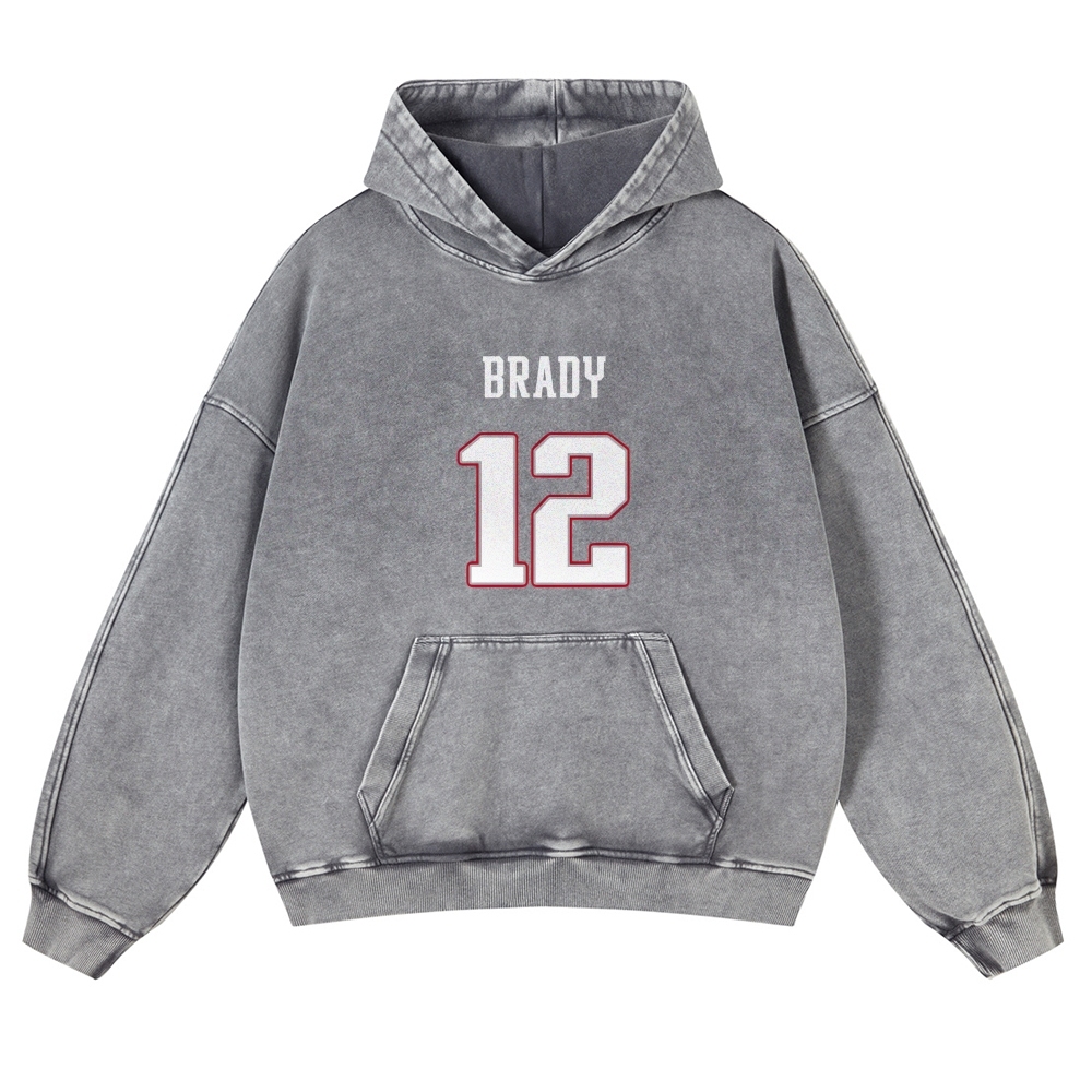 Casual Washed Hoodie|Tom Brady