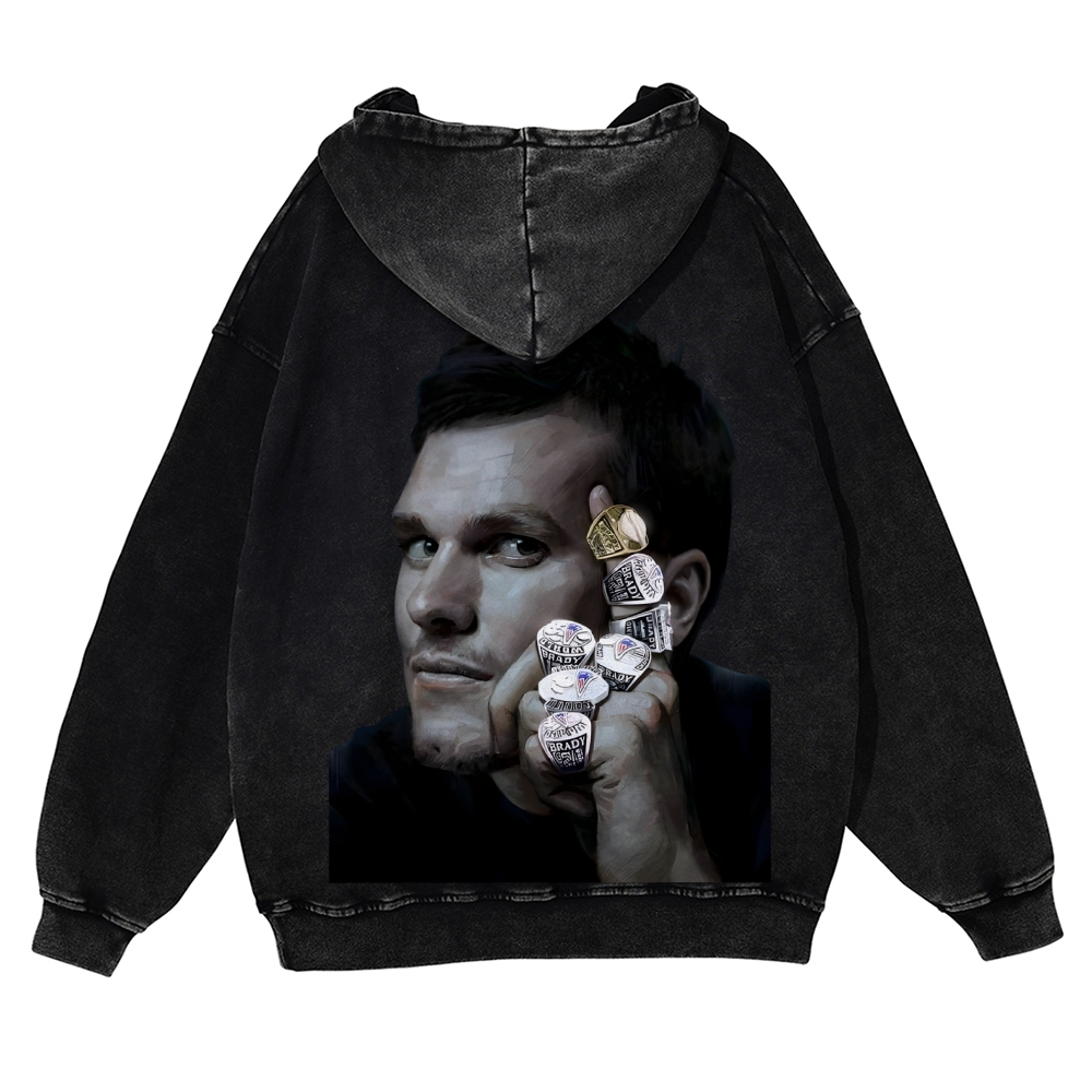Casual Washed Hoodie|Tom Brady