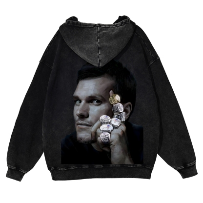 Casual Washed Hoodie|Tom Brady