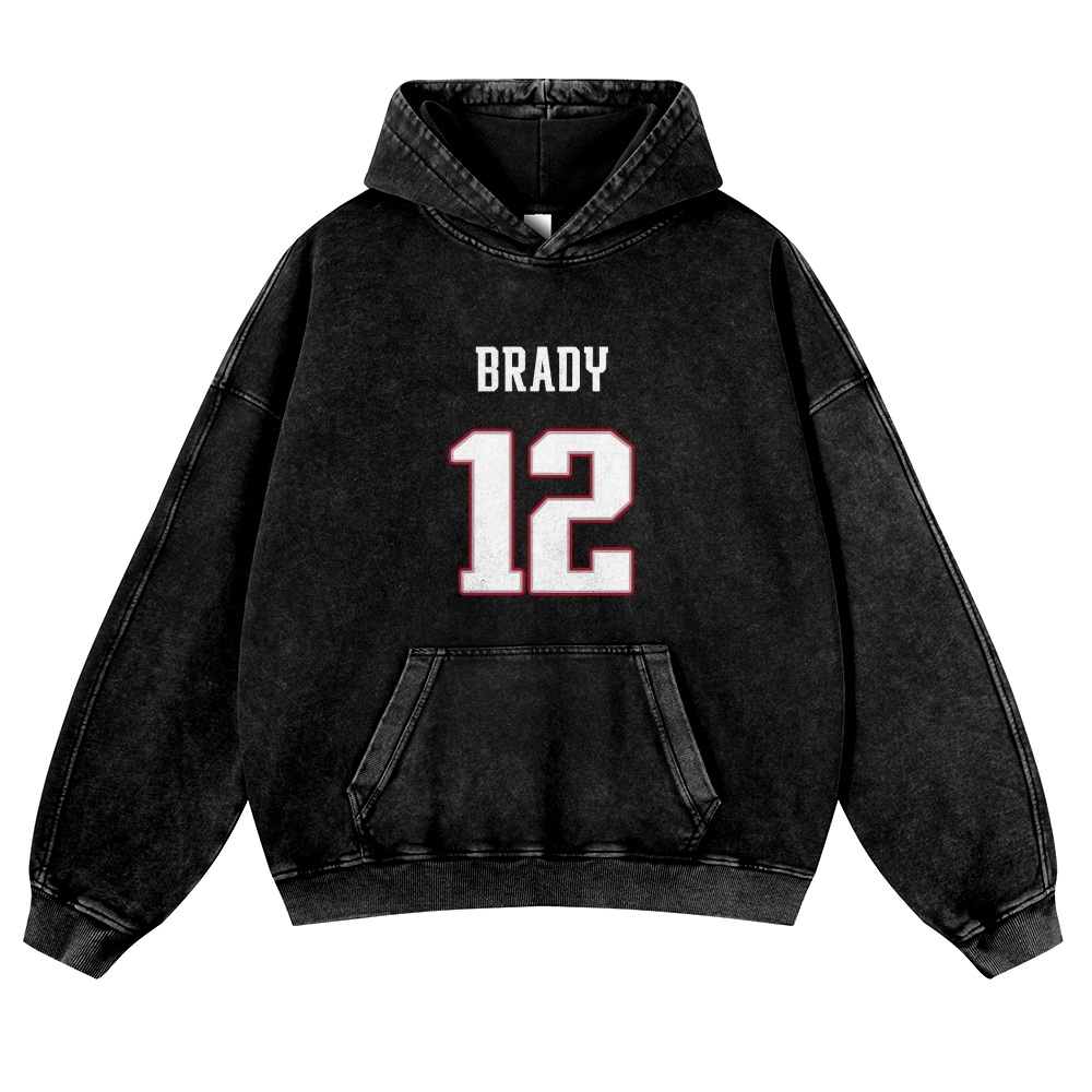 Casual Washed Hoodie|Tom Brady