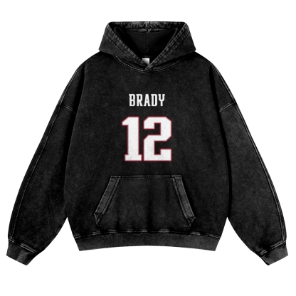 Casual Washed Hoodie|Tom Brady