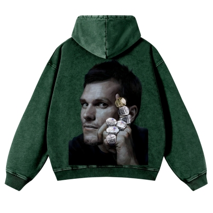 Casual Washed Hoodie|Tom Brady