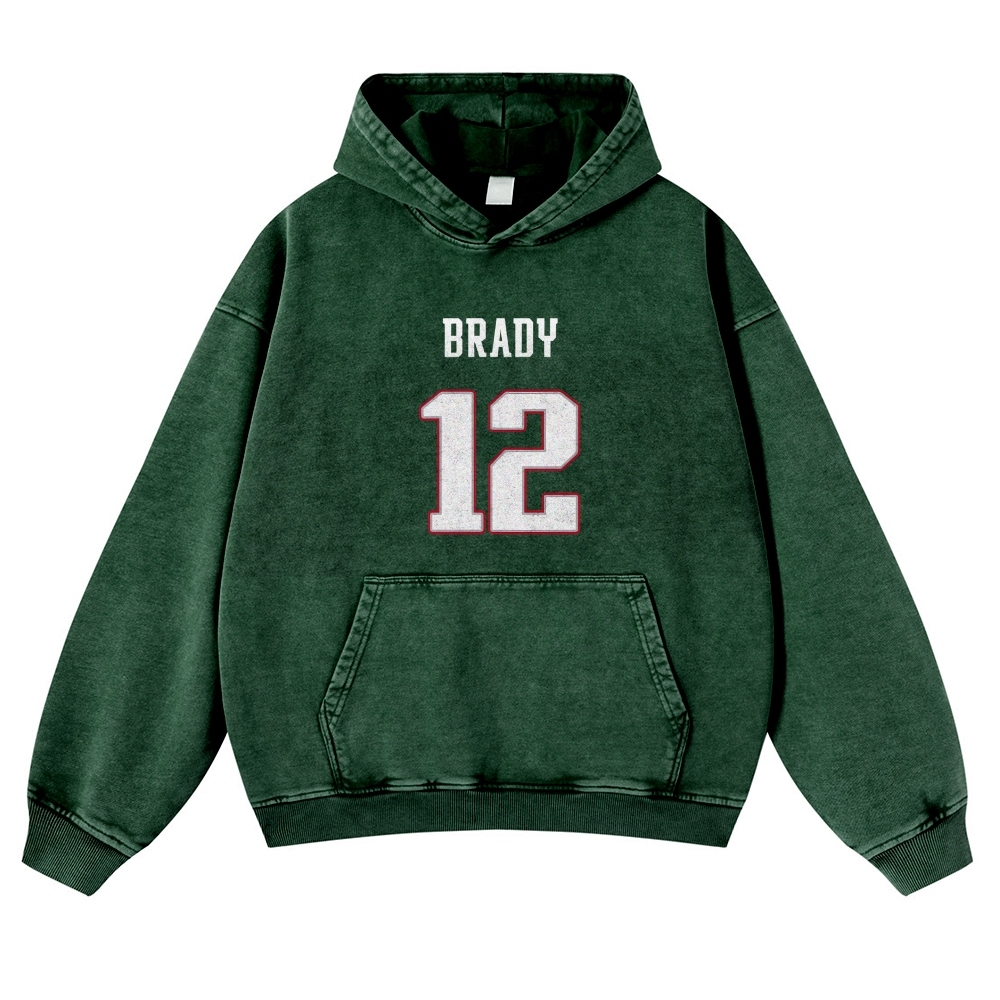 Casual Washed Hoodie|Tom Brady