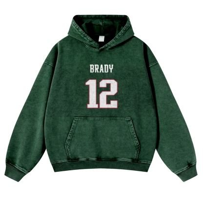 Casual Washed Hoodie|Tom Brady