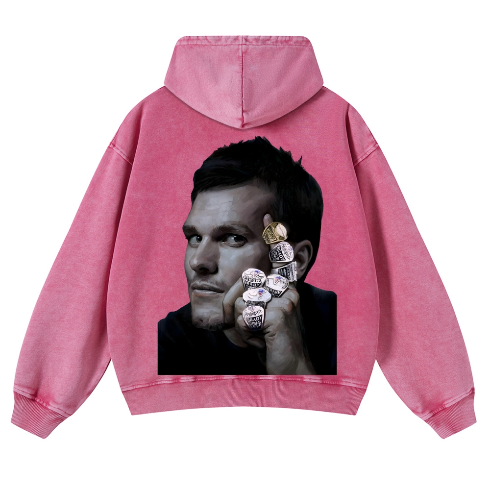 Casual Washed Hoodie|Tom Brady