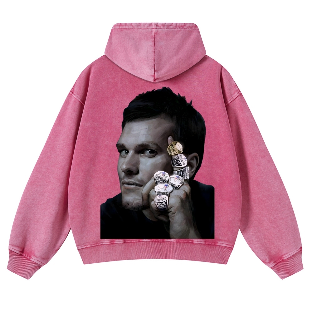 Casual Washed Hoodie|Tom Brady