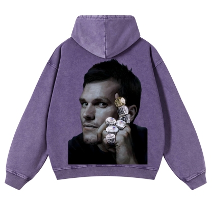 Casual Washed Hoodie|Tom Brady