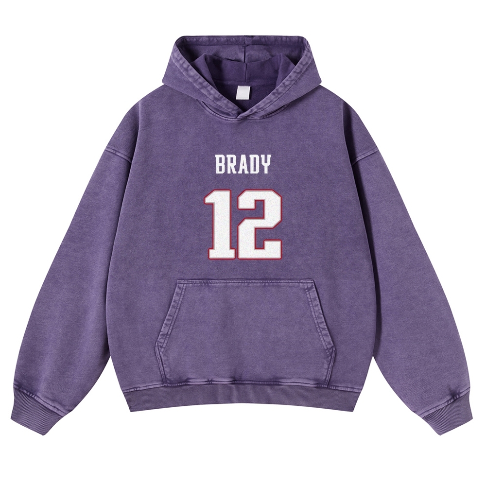 Casual Washed Hoodie|Tom Brady