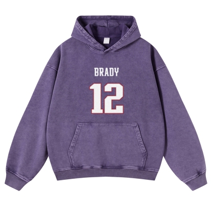 Casual Washed Hoodie|Tom Brady