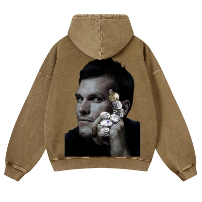 Casual Washed Hoodie|Tom Brady