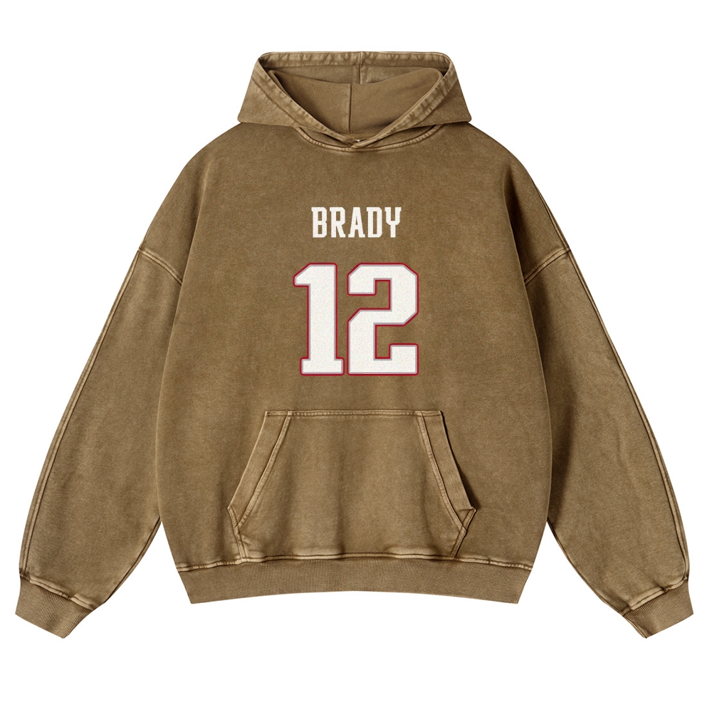 Casual Washed Hoodie|Tom Brady