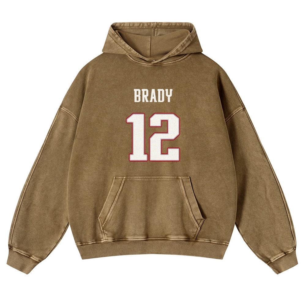 Casual Washed Hoodie|Tom Brady