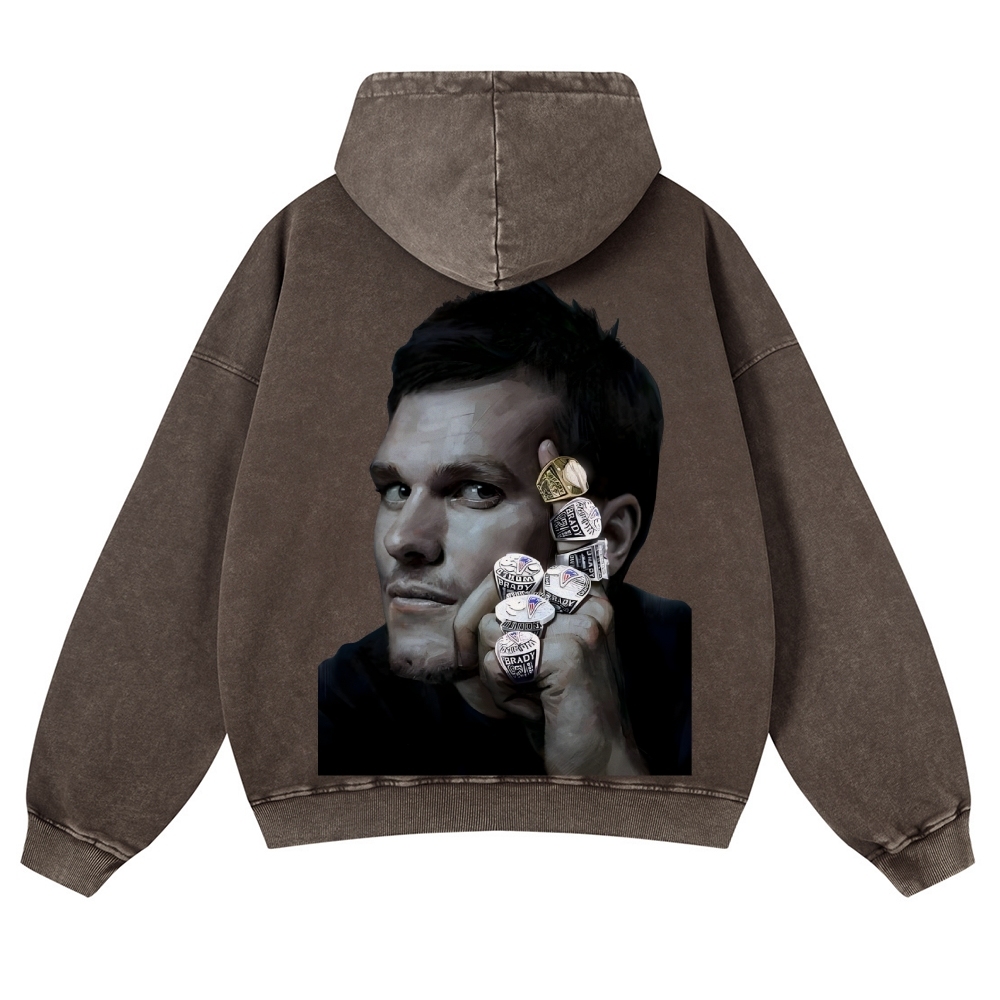 Casual Washed Hoodie|Tom Brady