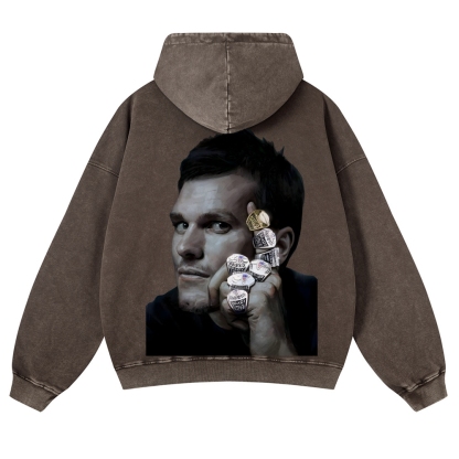 Casual Washed Hoodie|Tom Brady