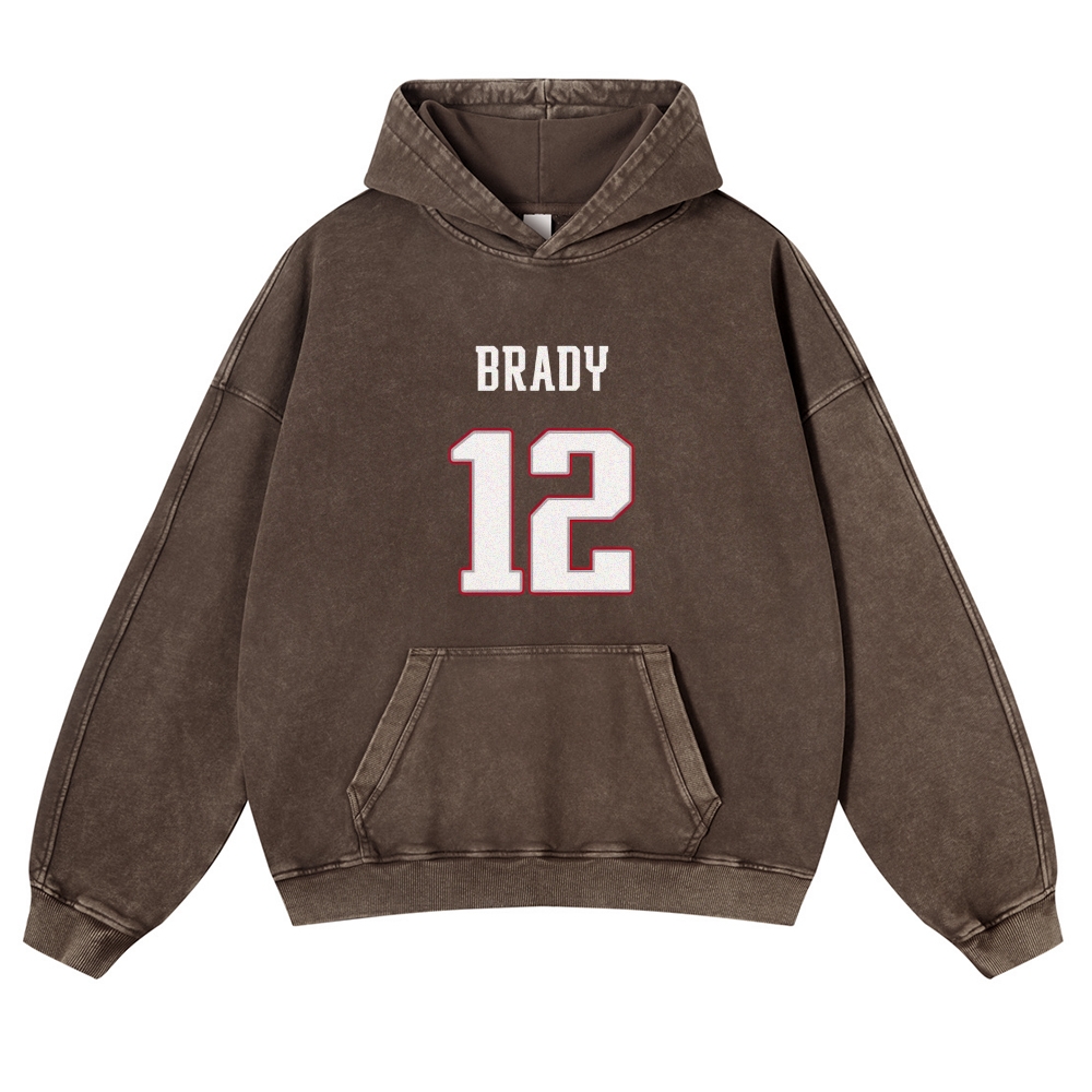 Casual Washed Hoodie|Tom Brady