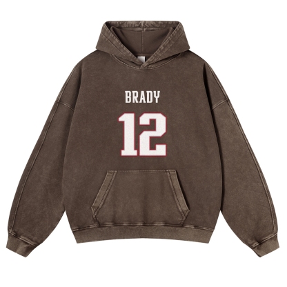 Casual Washed Hoodie|Tom Brady