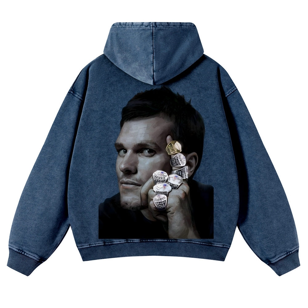 Casual Washed Hoodie|Tom Brady