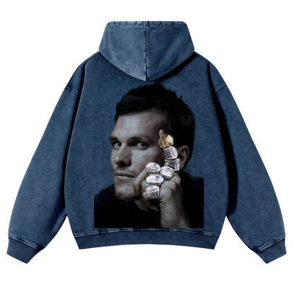 Casual Washed Hoodie|Tom Brady