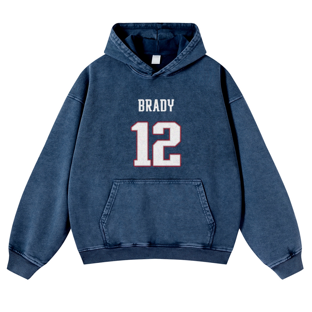 Casual Washed Hoodie|Tom Brady