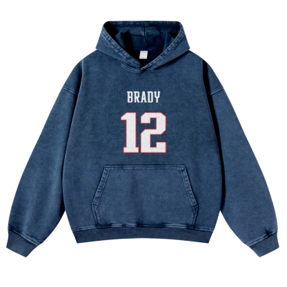 Casual Washed Hoodie|Tom Brady