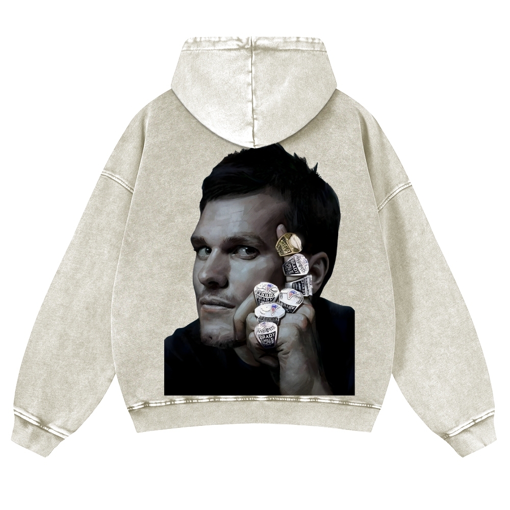 Casual Washed Hoodie|Tom Brady
