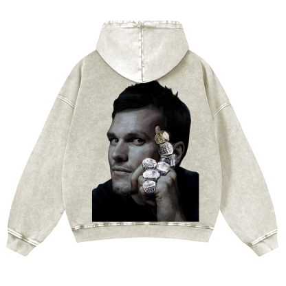 Casual Washed Hoodie|Tom Brady