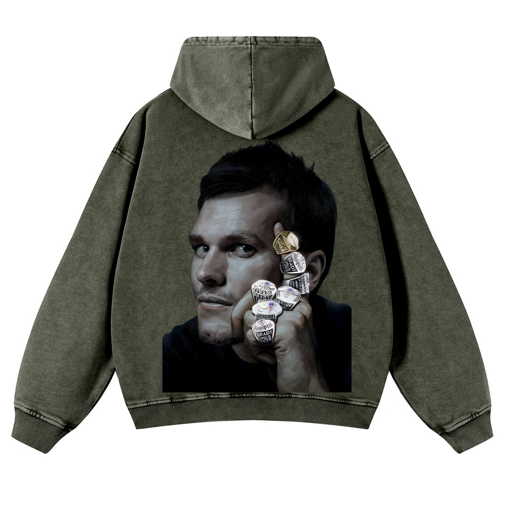 Casual Washed Hoodie|Tom Brady