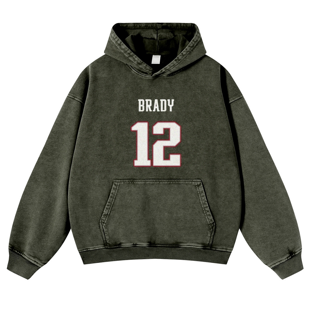 Casual Washed Hoodie|Tom Brady