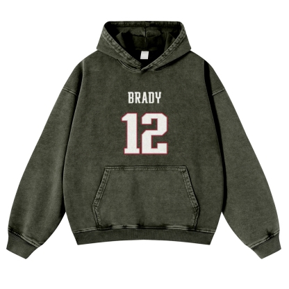 Casual Washed Hoodie|Tom Brady