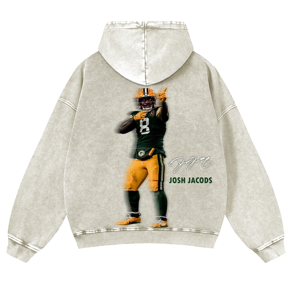 Casual Washed Hoodie Josh Jacobs Green Bay Packers