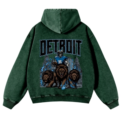 Casual Washed Hoodie Detroit Lions
