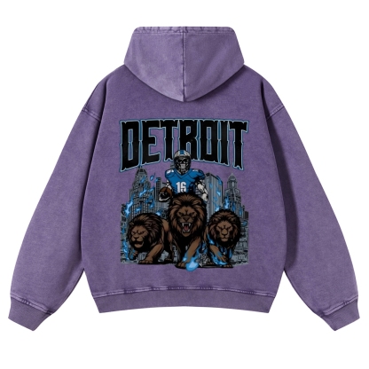 Casual Washed Hoodie Detroit Lions