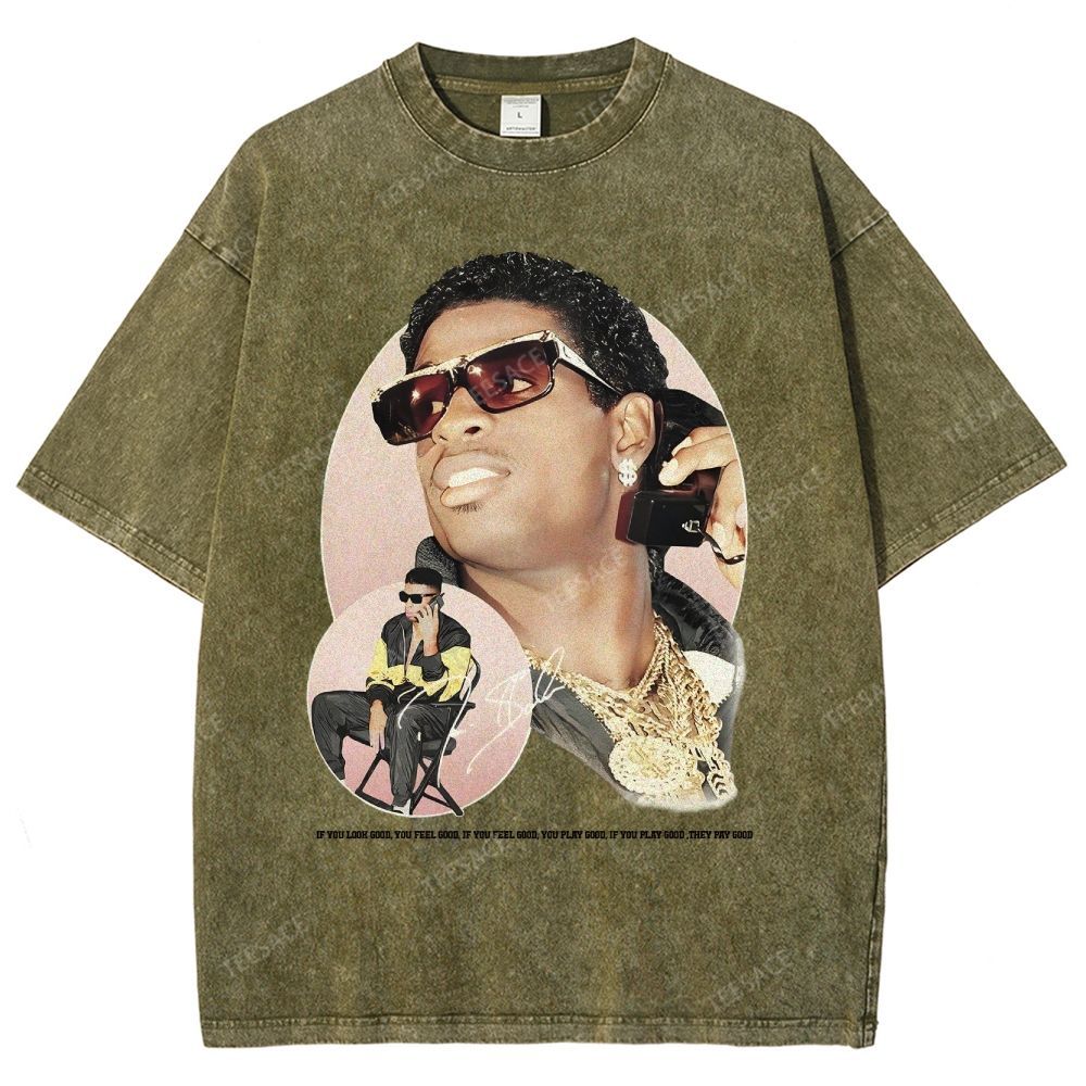 DEION SANDERS Vintage Tee Unisex-Adult Oversized Washed Cotton T-Shirt
