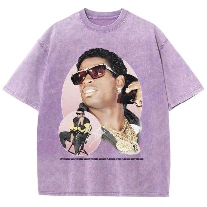 DEION SANDERS Vintage Tee Unisex-Adult Oversized Washed Cotton T-Shirt