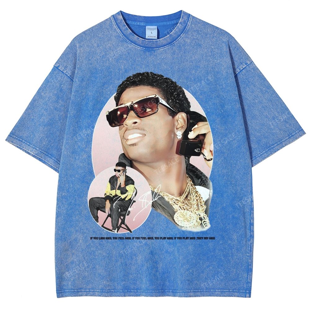 DEION SANDERS Vintage Tee Unisex-Adult Oversized Washed Cotton T-Shirt