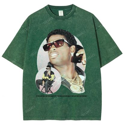 DEION SANDERS Vintage Tee Unisex-Adult Oversized Washed Cotton T-Shirt