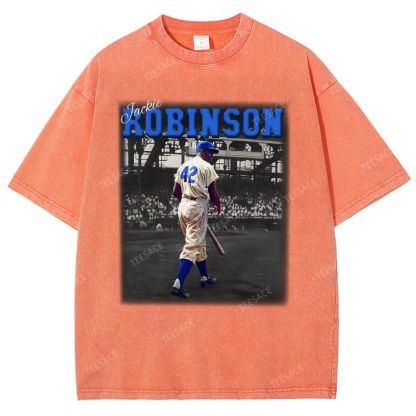 Unisex-Adult Vintage Oversized Washed Cotton T-Shirt | JACKIE ROBINSON