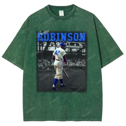Unisex-Adult Vintage Oversized Washed Cotton T-Shirt | JACKIE ROBINSON