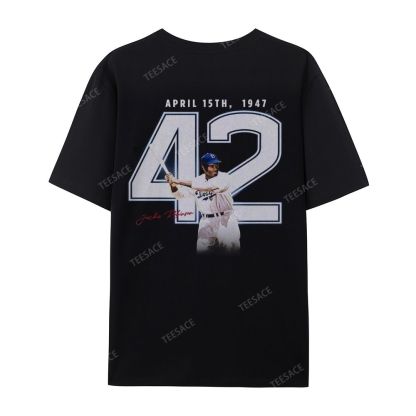 Unisex-Adult Vintage Oversized Washed Cotton T-Shirt | JACKIE ROBINSON
