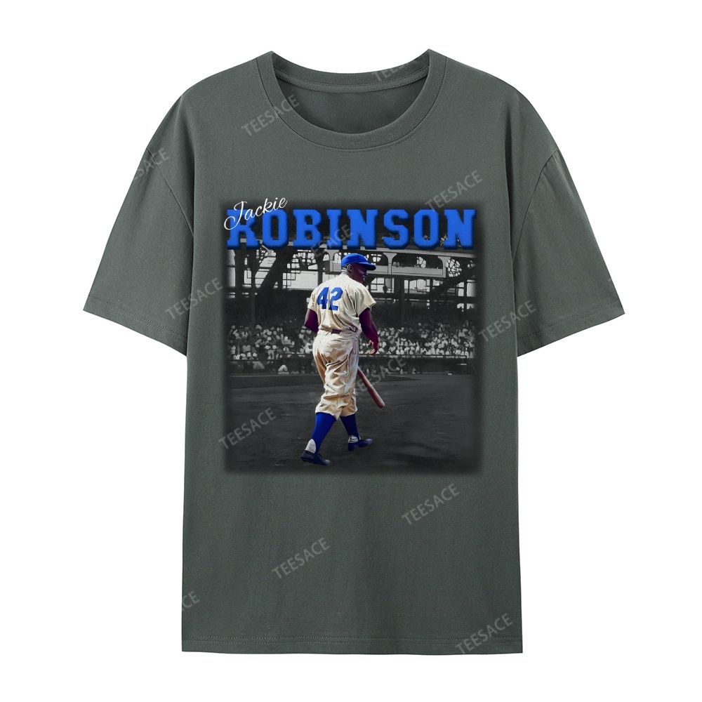 Unisex-Adult Vintage Oversized Washed Cotton T-Shirt | JACKIE ROBINSON