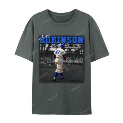 Unisex-Adult Vintage Oversized Washed Cotton T-Shirt | JACKIE ROBINSON